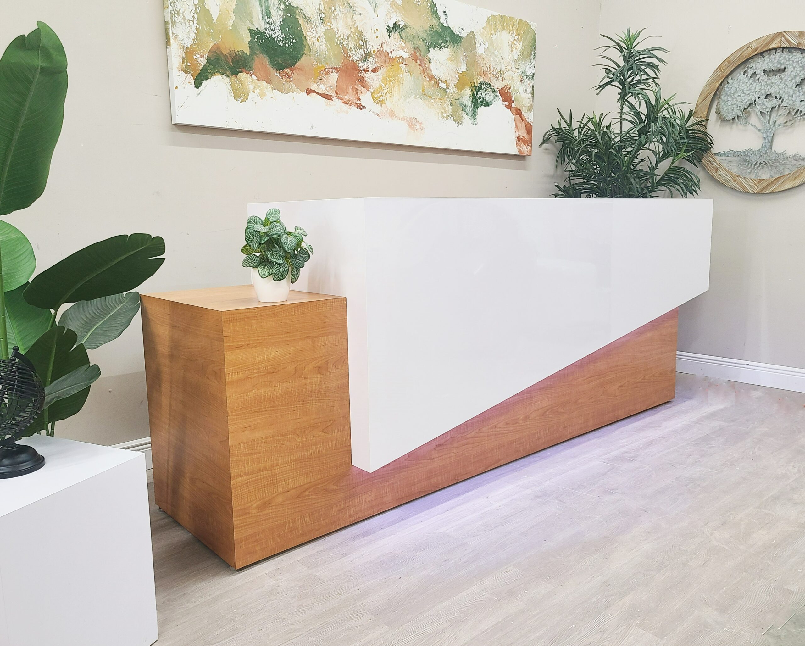 Nacre Reception Desk (Ginger Maple) - Maram Design Office