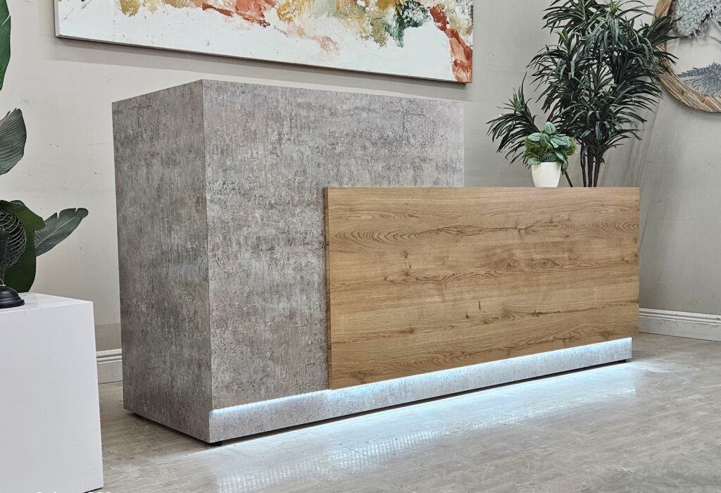 Jade Plus Reception Desk (Planked Urban & Elemental Stone Laminate ...