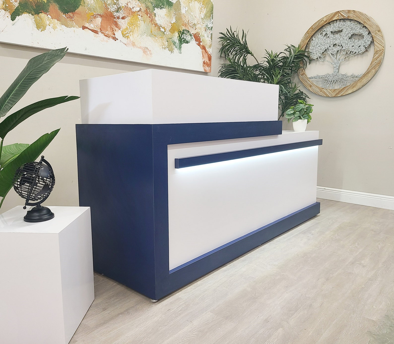 Jade Reception desk. (Navy Blue and White) - Image 5
