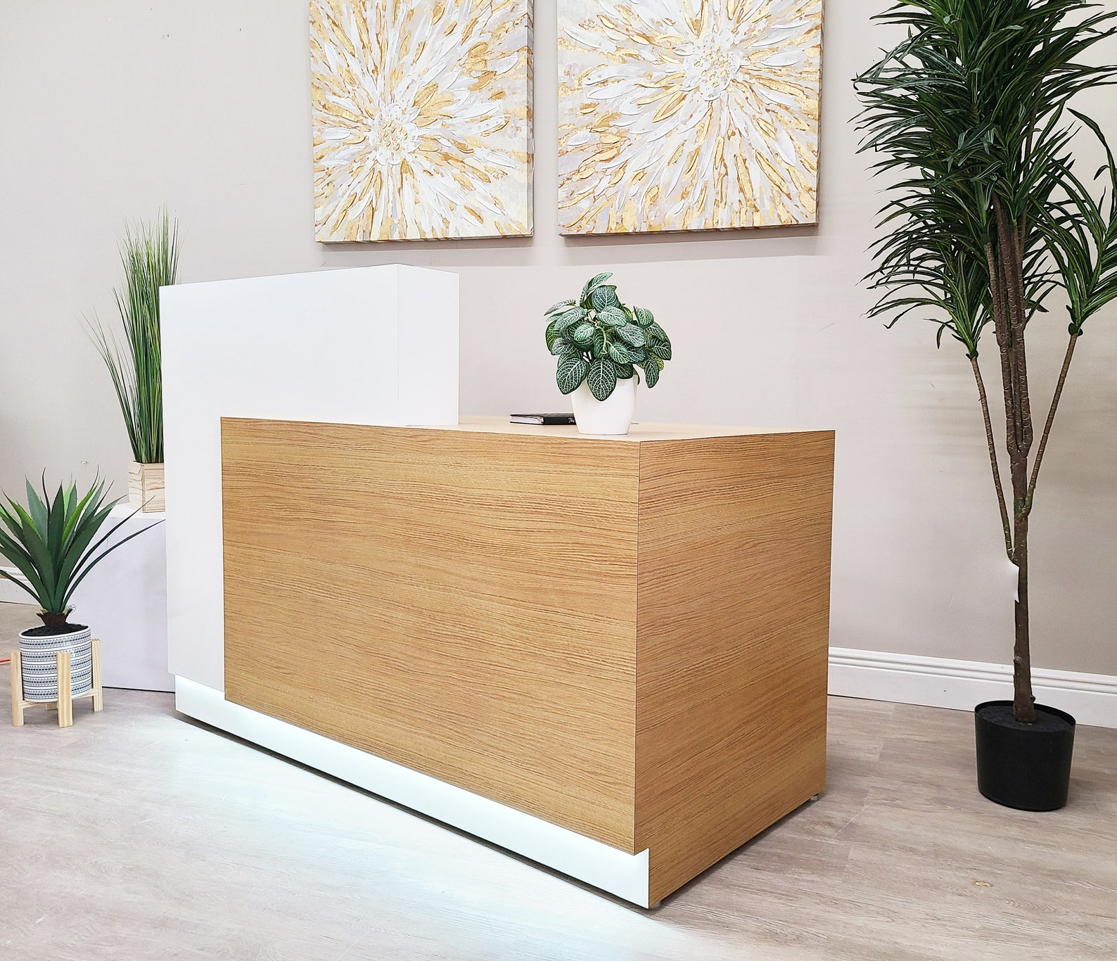 Jade Plus Reception desk (White + Finnish Oak) - Image 6