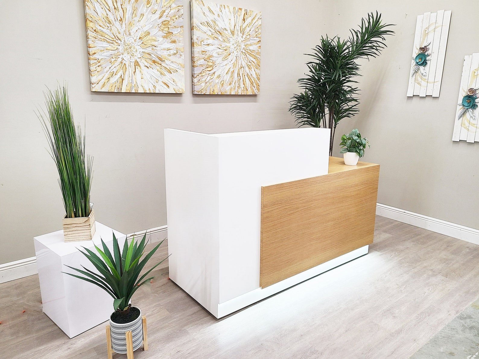 Jade Plus Reception desk (White + Finnish Oak) - Image 3