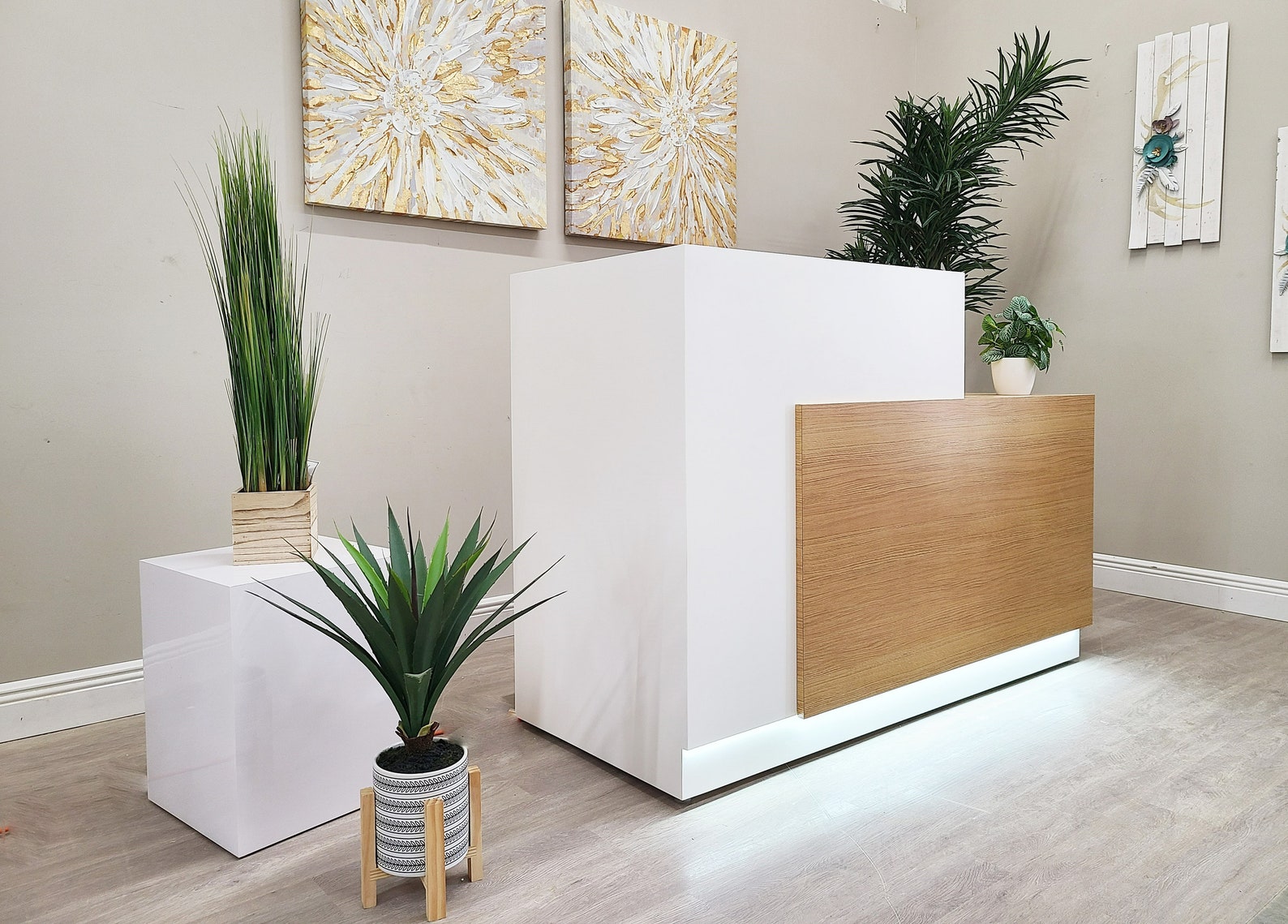 Jade Plus Reception desk (White + Finnish Oak) - Image 4