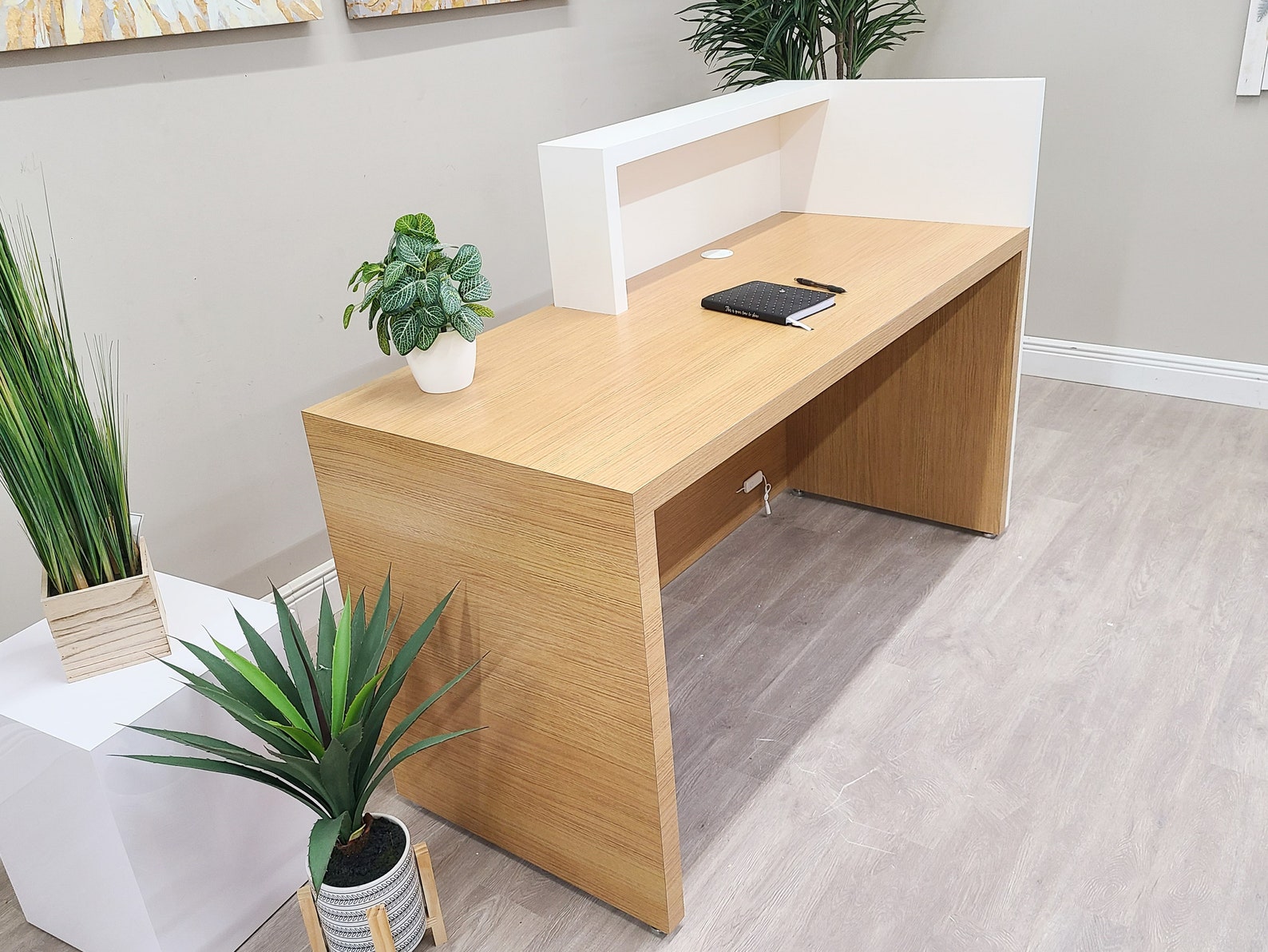 Jade Plus Reception desk (White + Finnish Oak) - Image 5
