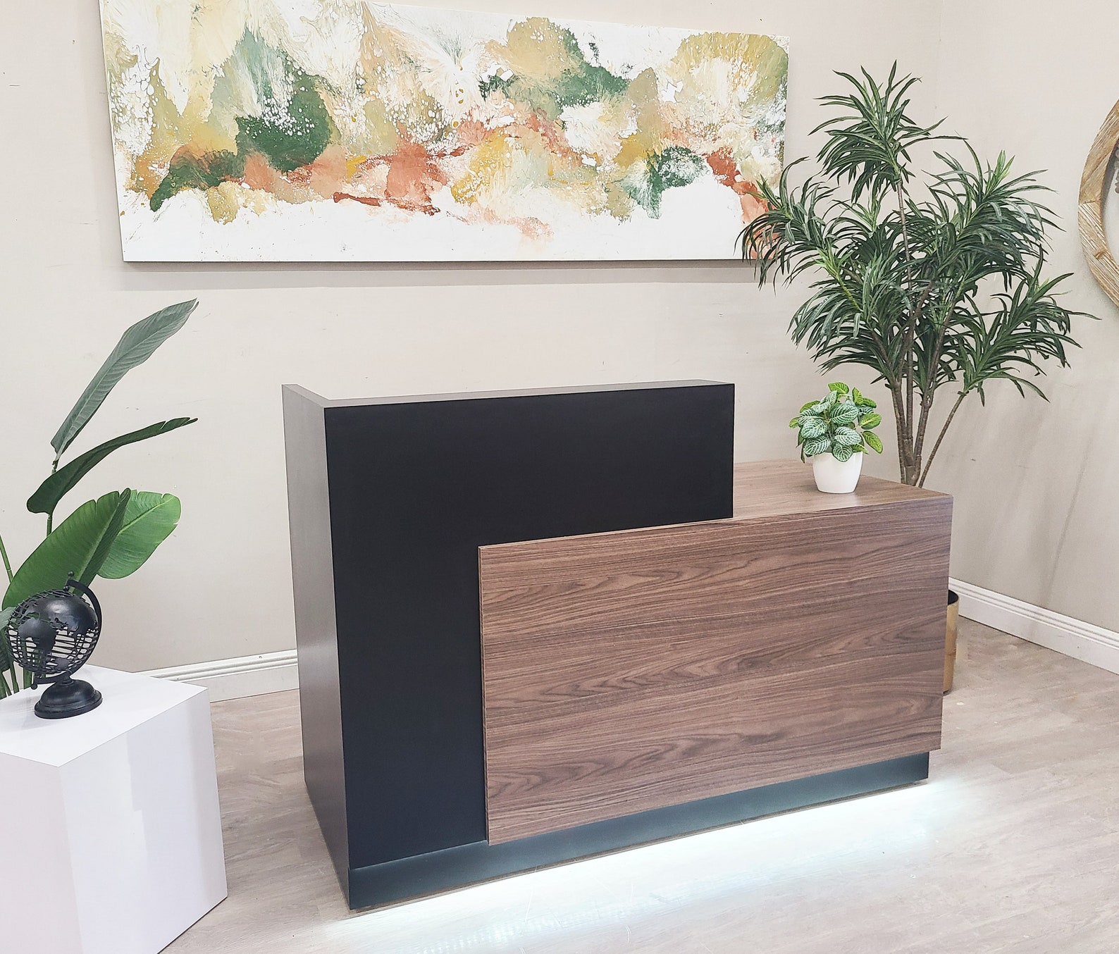 Jade Plus Reception desk ( Formal Walnut & Matte Black) - Image 2