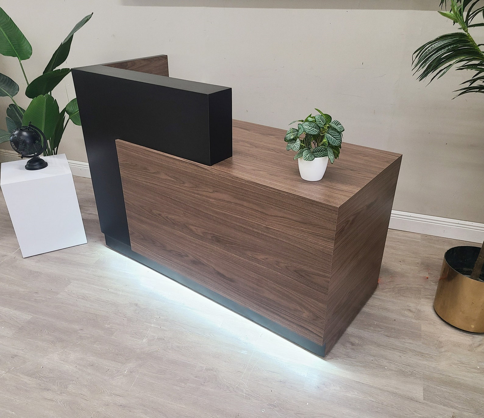 Jade Plus Reception desk ( Formal Walnut & Matte Black) - Image 6