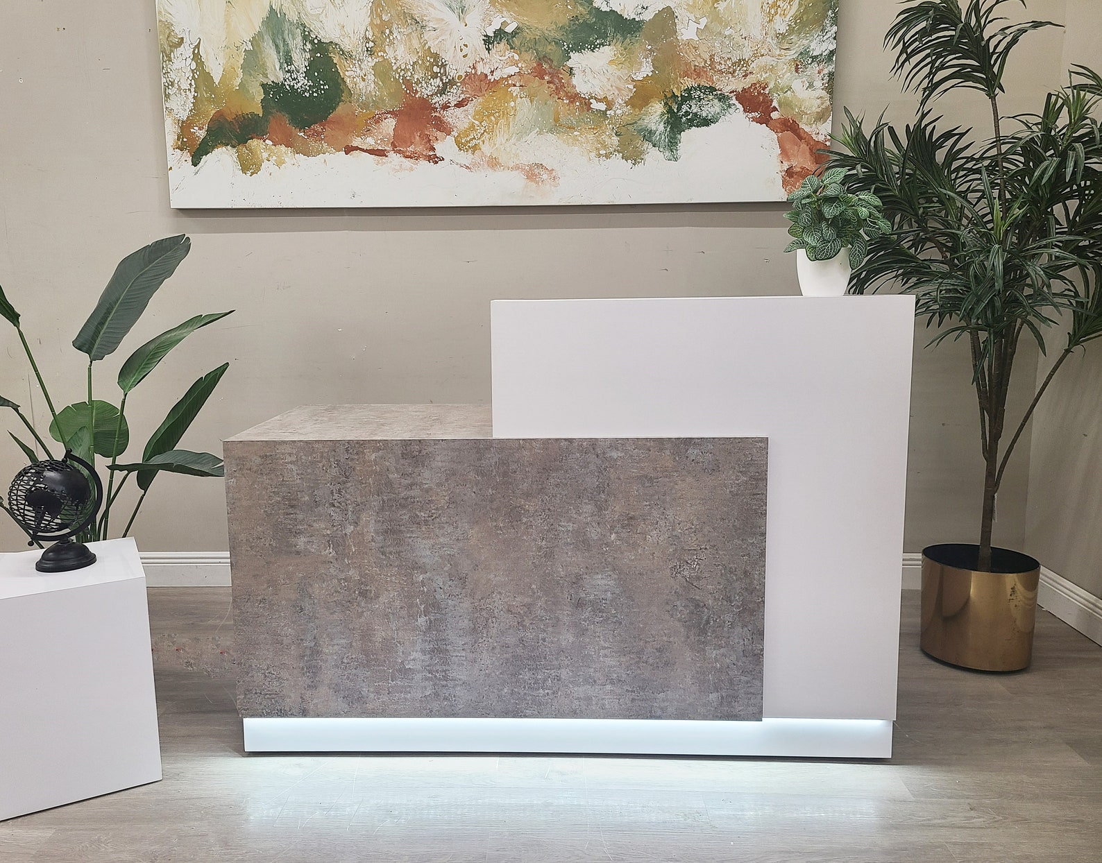 Jade Plus Reception desk (Elemental Stone & Matte White) - Image 5